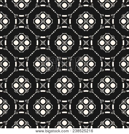 Vector Monochrome Ornamental Geometric Background. Stylish Seamless Pattern In Arabian Style. Tradit
