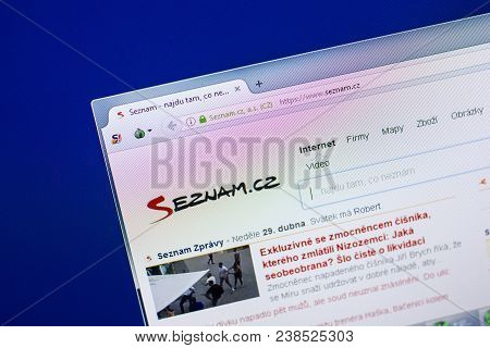 Ryazan, Russia - April 29, 2018: Homepage Of Seznam Website On The Display Of Pc, Url - Seznam.cz.
