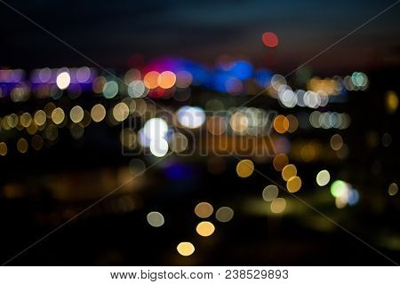 Colored Round Glare From Lights At Night