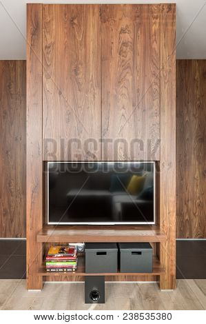 Wooden Wall And Tv