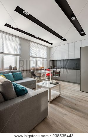 Apartment With Modern Ceiling Lamps