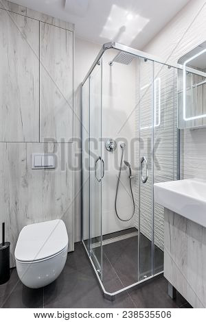 White Bathroom With Shower