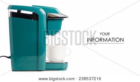 Capsular Electric Coffee Machine A Cup Pattern On White Background Isolation