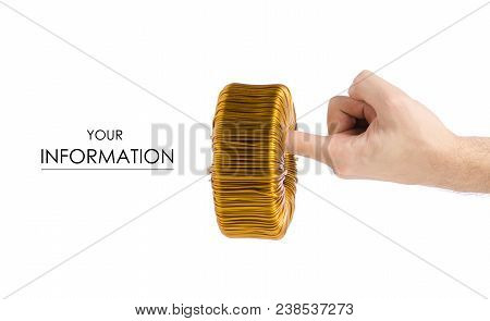 Transformer Coil In Hand Pattern On White Background Isolation