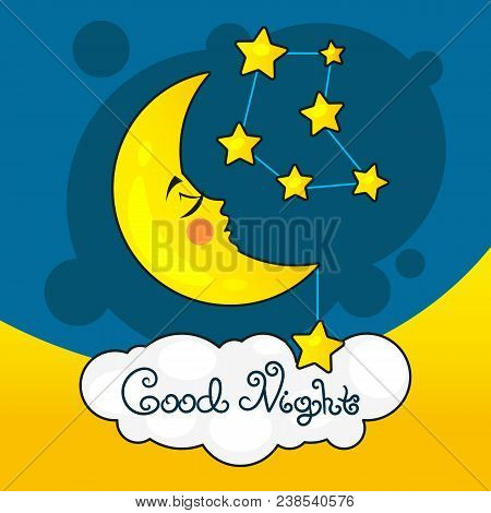Good Night Card With Moon And Stars