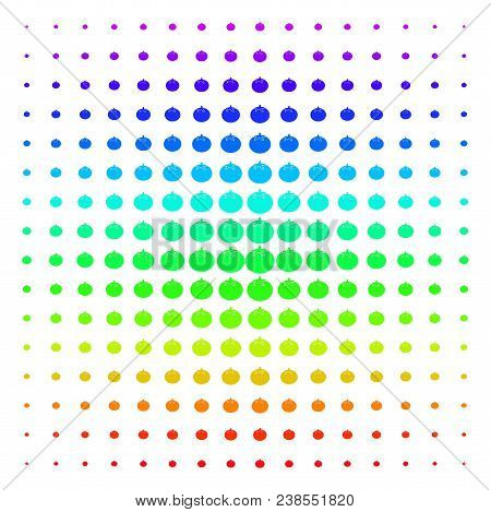 Tomato Vegetable Icon Rainbow Colored Halftone Pattern. Vector Tomato Vegetable Shapes Organized Int