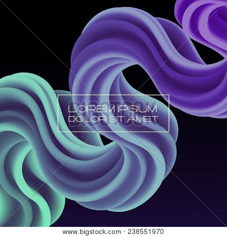 3d Multicolored Liquid Shape With Dynamic Effect. Abstract Gradient Curved Stream. Blended Fluid Col