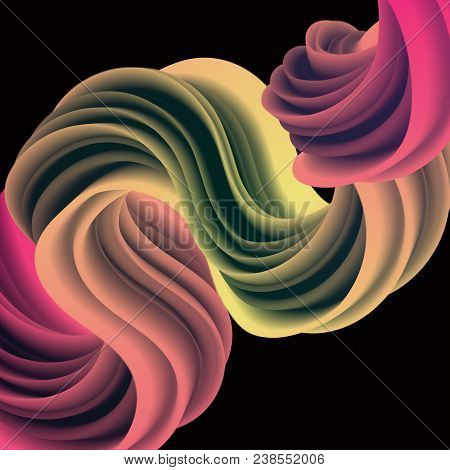 3d Multicolored Liquid Shape With Dynamic Effect. Abstract Gradient Curved Stream. Blended Fluid Col