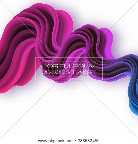 3d Multicolored Liquid Shape With Dynamic Effect. Abstract Gradient Curved Stream. Blended Fluid Col