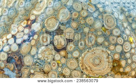 Mineral Stone With Various Stone Artifacts From The Crystallization Of Volcanic Rock Create Unique I