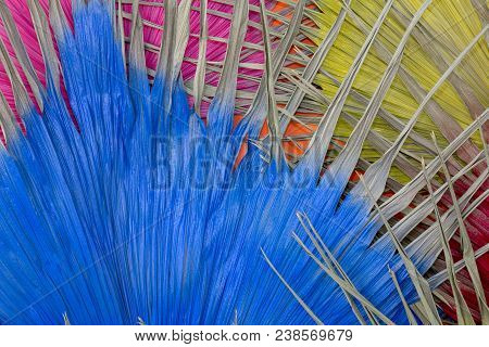 Dried Leaf  Yellow Red  Pink And Blue For Background Or Wallpaper.