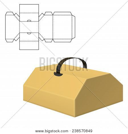 Vector Illustration Of Diecut Craft Box For Design, Website, Background, Banner. Retail Folding Pack