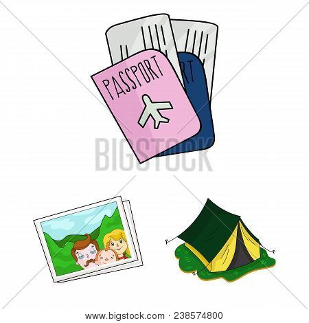 Family Holiday Cartoon Icons In Set Collection For Design. Recreation And Equipment. Vector Symbol S