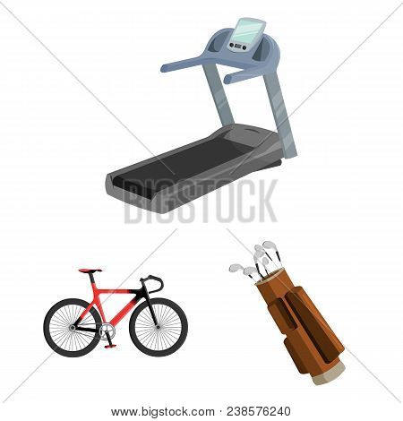Different Kinds Of Sports Cartoon Icons In Set Collection For Design. Sport Equipment Vector Symbol 