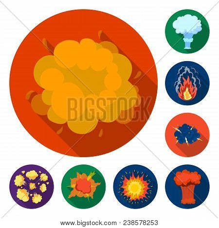 Different Explosions Flat Icons In Set Collection For Design.flash And Flame Vector Symbol Stock  Il