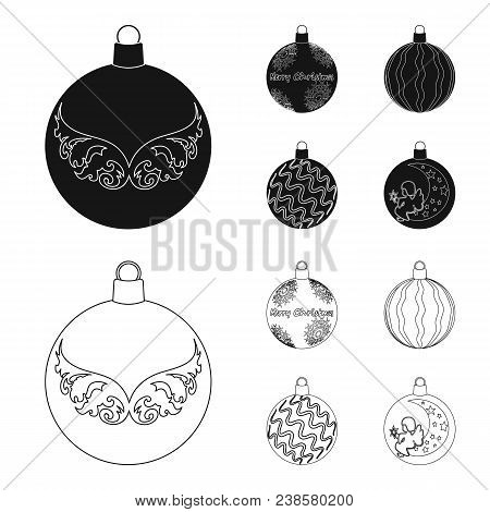 New Year Toys Black, Outline Icons In Set Collection For Design.christmas Balls For A Tree Vector Sy