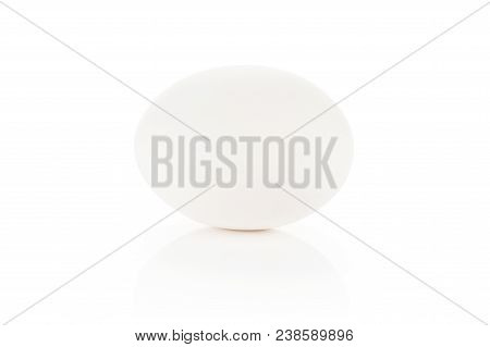 One White Chicken Egg Isolated On White Background