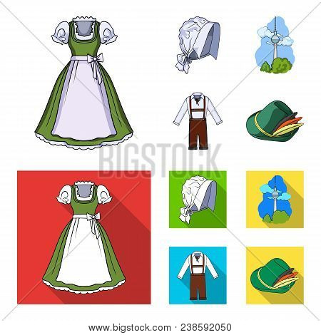 Country Germany Cartoon, Flat Icons In Set Collection For Design. Germany And Landmark Vector Symbol