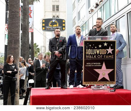LOS ANGELES - APR 30:  NSYNC, Justin Timberlake at the *NSYNC Star Ceremony  on the Hollywood Walk of Fame on April 30, 2018 in Los Angeles, CA