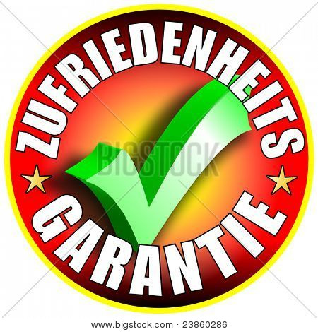 Tilfredshed garanti/knapetiketten, tyske Version 