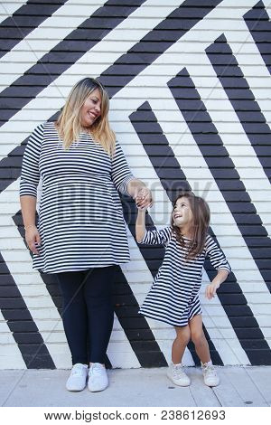 Funny Moments Between Mother And Daughter On The Street