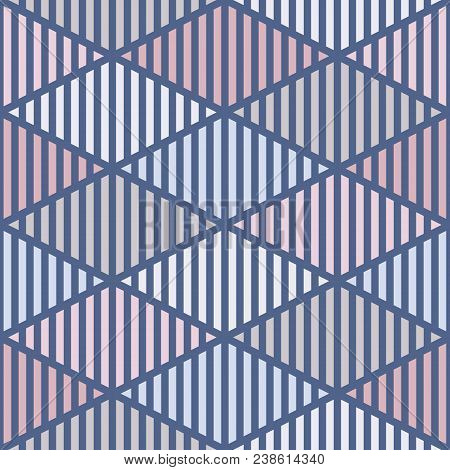 Seamless Pattern With Hatched Diamonds. Scale Wallpaper. Rhombuses And Lozenges Motif. Repeated Geom