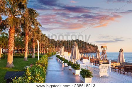 Beautiful Embankment For Walking And Sport In Amara Dolce Vita Luxury Hotel. Alanya Turkey.