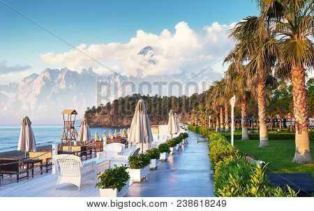 Beautiful Embankment For Walking And Sport In Amara Dolce Vita Luxury Hotel. Alanya Turkey.
