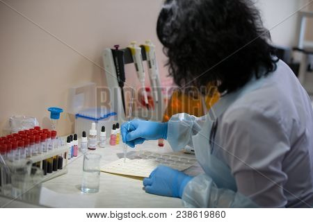 Belarus, Gomel, 24 April 2018. Blood Transfusion Station.blood Test.microbiological Examination Of B