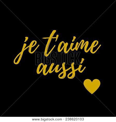 Love Quote:  Je Taime Aussi Is French For I Love You 1,000 Times In Typography In A Black And White 