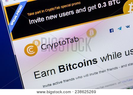 Ryazan, Russia - April 29, 2018: Homepage Of Getcryptotab Website On The Display Of Pc, Url - Getcry
