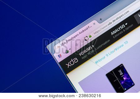 Ryazan, Russia - April 29, 2018: Homepage Of Xda-developers Website On The Display Of Pc, Url - Xda-