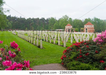 Holten, Netherlands - April 29, 2018: Well Maintained Graves Of Fallen Canadian Soldiers During Ww2 