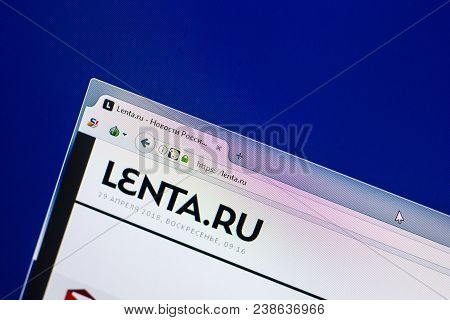Ryazan, Russia - April 29, 2018: Homepage Of Lenta Website On The Display Of Pc, Url - Lenta.ru.