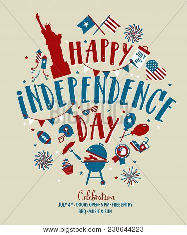Fourth Of July, United Stated Independence Day Greeting. Usable For Greeting Cards, Banners, Print.