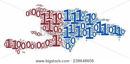 Haiti And Dominican Republic Map Mosaic Icon Of Binary Digits In Different Sizes. Vector Digits Are 