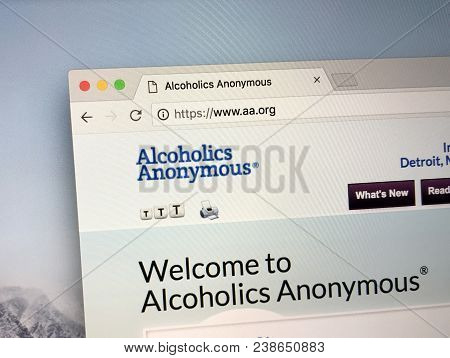 Amsterdam, The Netherlands - May 1, 2018: Homepage Of Alcoholics Anonymous (a.a), A International Mu