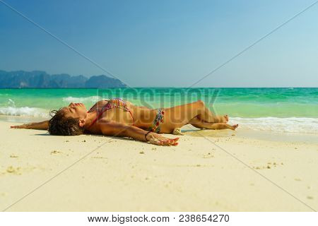 Woman at the beach in Koh Poda island