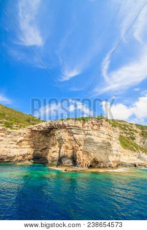 Blue caves of Paxos island Greece