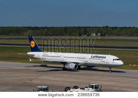 Berlin Germany - April 21. 2018: Lufthansa Airbus A321 At Berlin Tegel Airport