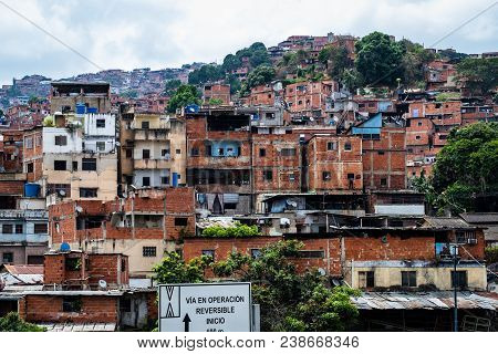 Caracas, Venezuela, 05.01.2018: View Of The Most Popular Suburb In Petare.