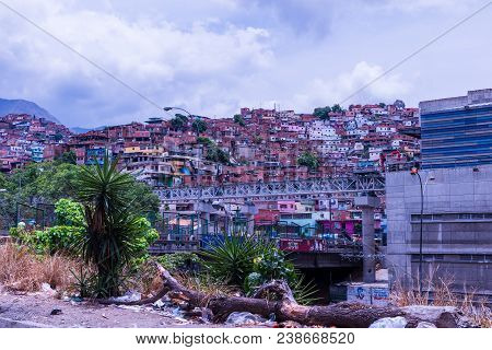 Caracas, Venezuela, 05.01.2018: View Of The Most Popular Suburb In Petare.