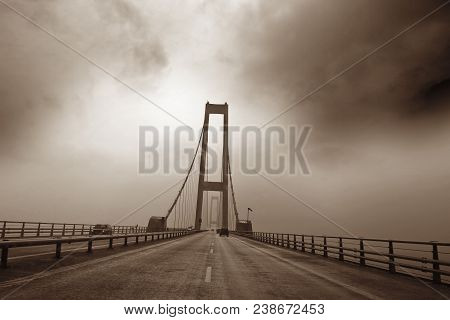 Bridge Between Fyn And Seeland In Denmark. Great Belt Bridge