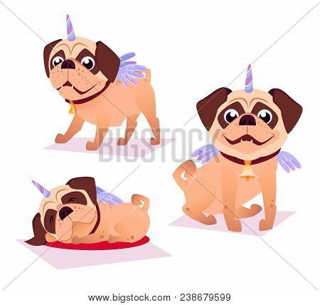 Cute Pug In Unicorn Costume, Unicorn Dog.
