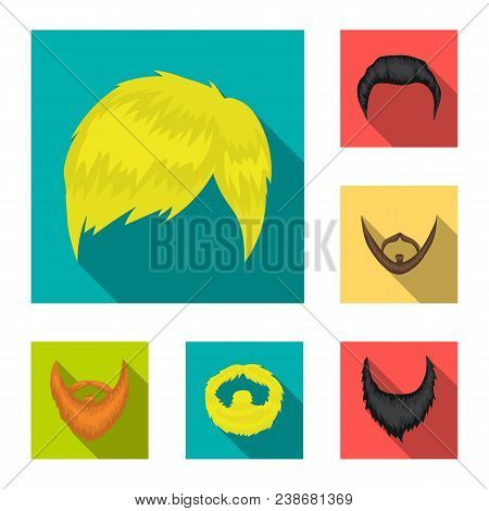 Mustache And Beard, Hairstyles Flat Icons In Set Collection For Design. Stylish Haircut Vector Symbo