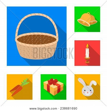 Easter Is A Christian Holiday Flat Icons In Set Collection For Design. Easter Attributes Vector Symb
