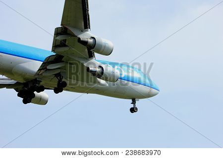Amsterdam The Netherlands - April, 7th 2018: Ph-ckb Klm Royal Dutch Airlines Boeing 747-400f Approac