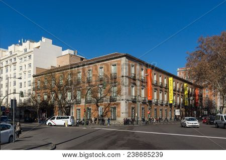 Madrid, Spain - January 22, 2018: Thyssen Bornemisza Museum In City Of Madrid, Spain