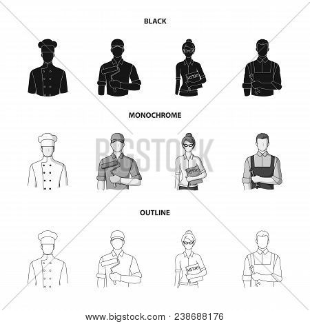 Cook, Painter, Teacher, Locksmith Mechanic.profession Set Collection Icons In Black, Monochrome, Out