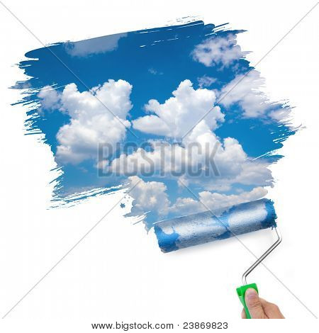Dipinto il cielo pulito / ecologia consept / isolato su bianco